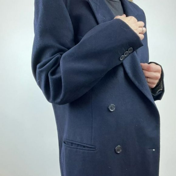 Vintage Andrea Silardi Wool Cashmere Navy Dark Blue Blazer Jacket Pockets M / L - Picture 12 of 16